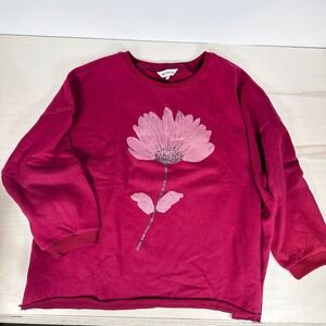 Buykud Maroon Flower Sweatshirt Floral XL Red Pink Soft Comfy